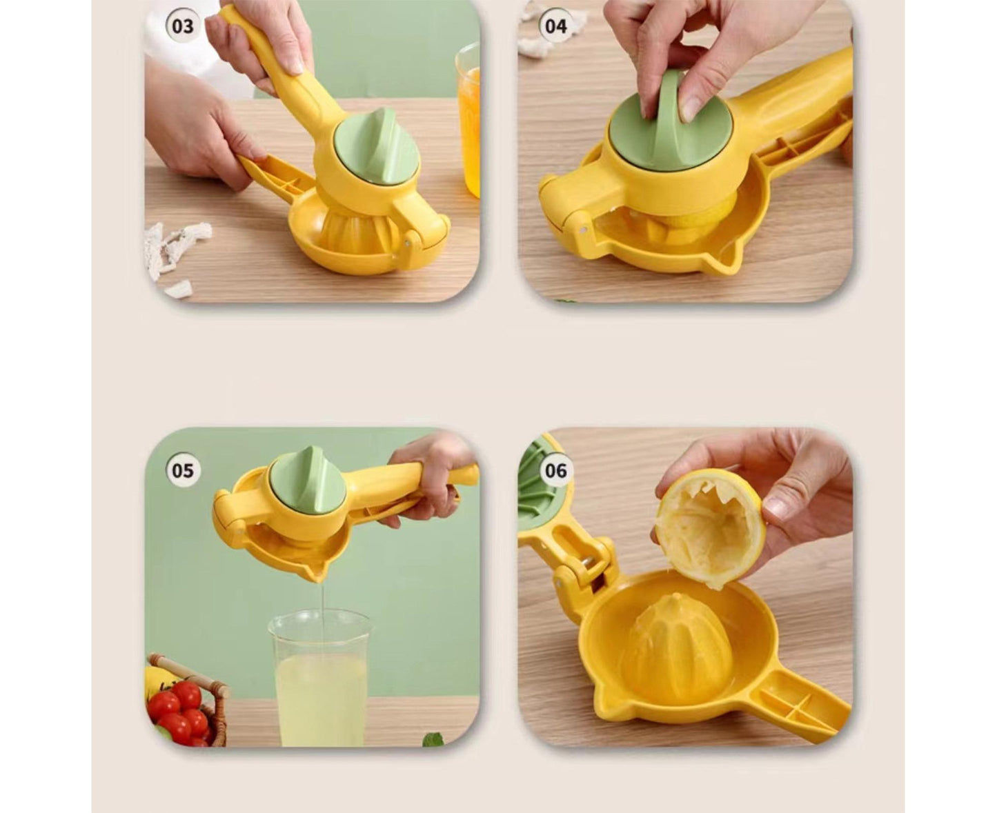 Lemon Squeezer, Multifunctional Plastic Portable Juicer for Fruit, Home Use, Yellow V1263-JX-2893