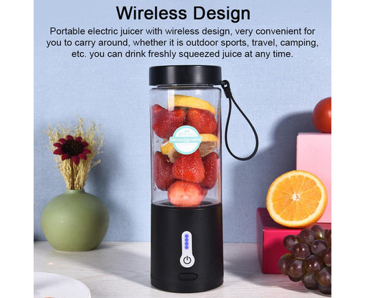 Portable Blender Cup, USB Electric Juicer, Rechargeable 530ml, 6 Blades, for Travel & Sports V1263-JX-2899
