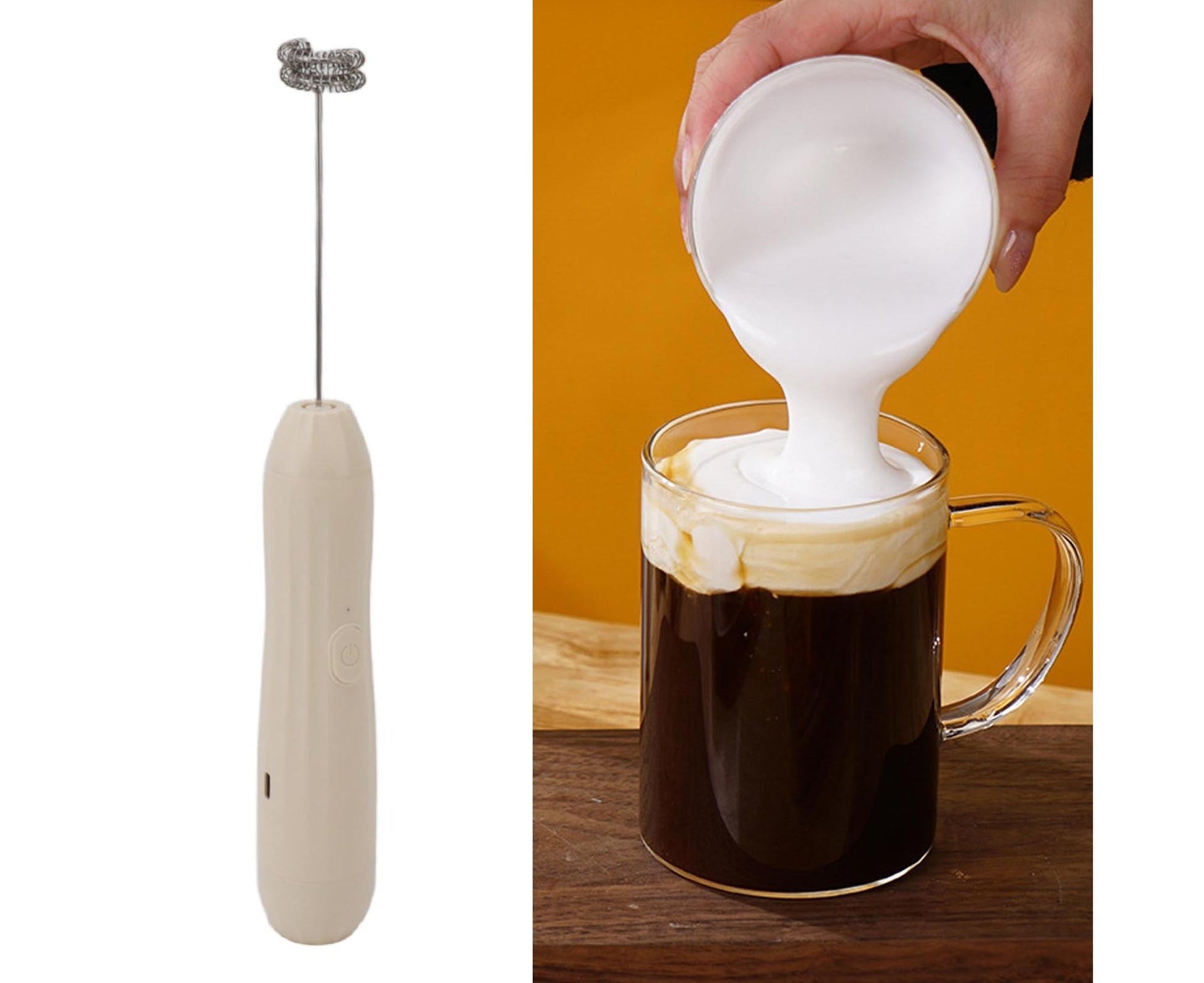 Khaki Rechargeable Milk Frother, Coffee Mixer for Lattes & Hot Chocolate V1263-JX-2913
