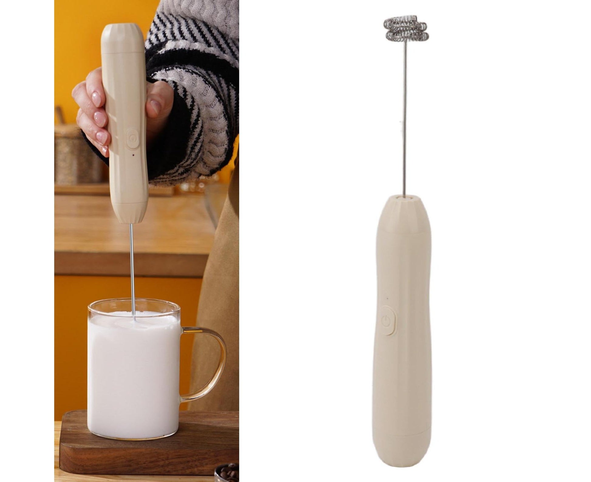 Khaki Rechargeable Milk Frother, Coffee Mixer for Lattes & Hot Chocolate V1263-JX-2913