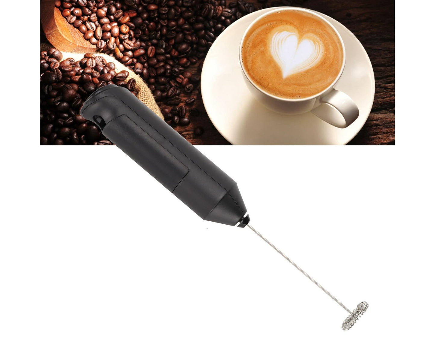 Stainless Steel Handheld Milk Frother, Electric Whisk & Drink Mixer with Bracket for Coffee V1263-JX-2915