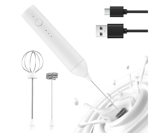 Electric Milk Frother, Rechargeable Handheld Foam Maker, 3 Adjustable Speed Levels, Standable Whisk for V1263-JX-2916