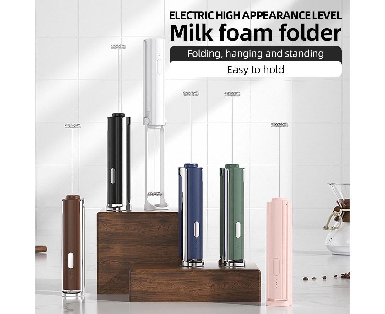 Electric Milk Frother, Rechargeable Handheld Foam Maker, 3 Adjustable Levels, Hangable & Foldable Whisk for V1263-JX-2917