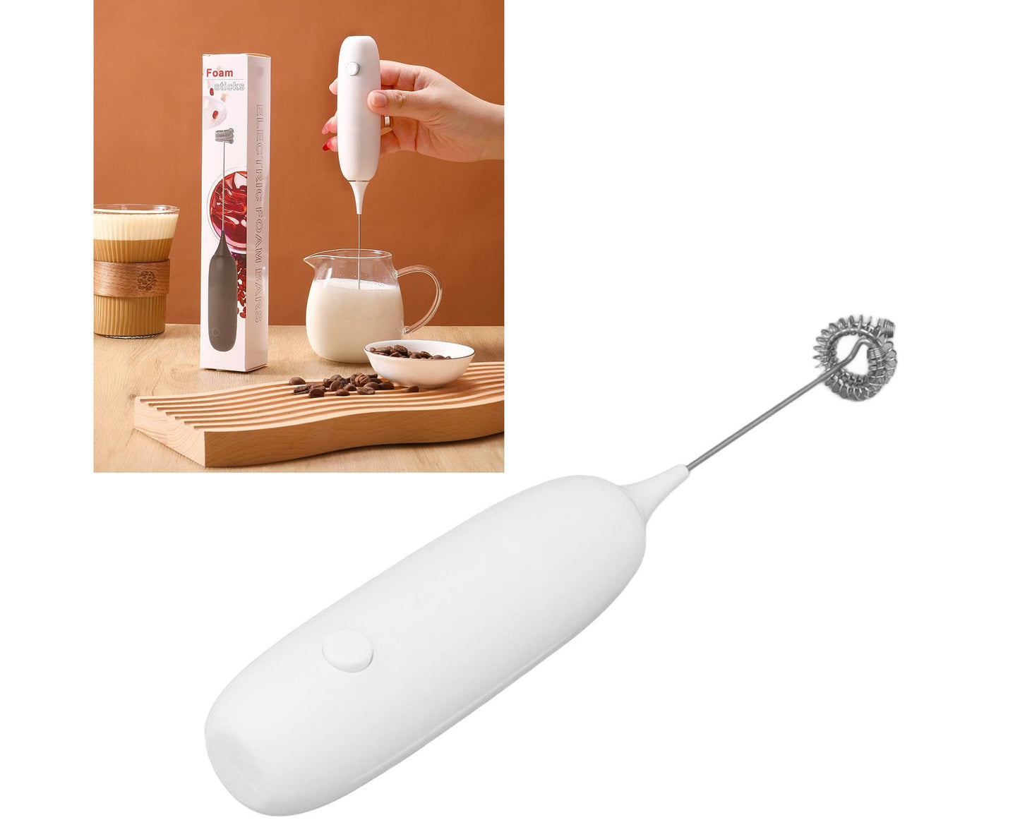 Battery Operated Handheld Milk Frother, Foam Maker, Egg Beater, Household Small Baking Tool for Coffee & V1263-JX-2921
