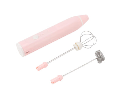 Mini Electric Stirrer, Cordless Multifunctional Eggbeater with 2 Heads for Home Coffee & Drinks, Pink V1263-JX-2922
