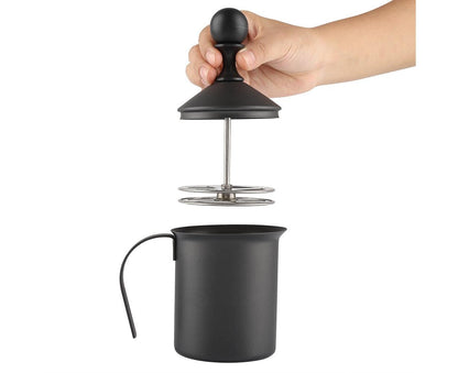 Stainless Steel Manual Double Mesh Milk Frother, Foam Maker for Coffee Decoration (400ml) V1263-JX-2923