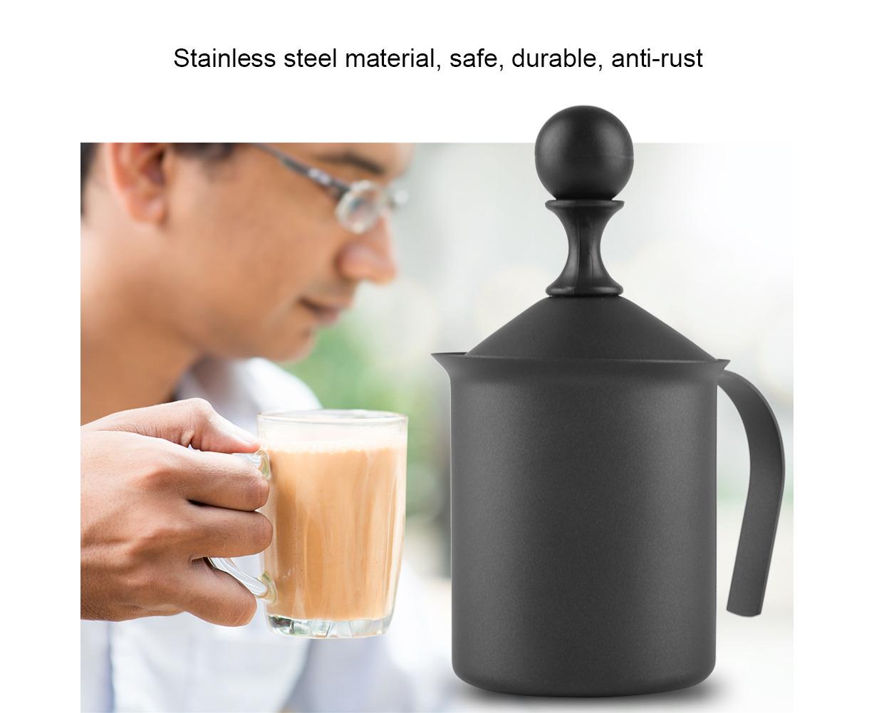 Stainless Steel Manual Double Mesh Milk Frother, Foam Maker for Coffee Decoration (400ml) V1263-JX-2923