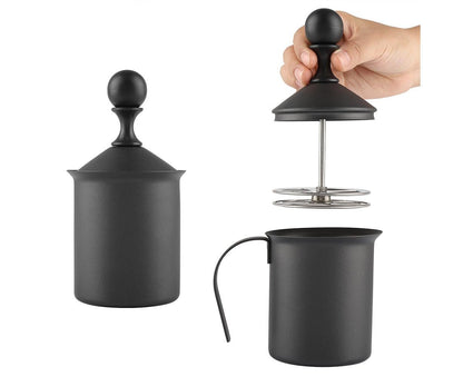 Stainless Steel Manual Double Mesh Milk Frother, Foam Maker for Coffee Decoration (400ml) V1263-JX-2923