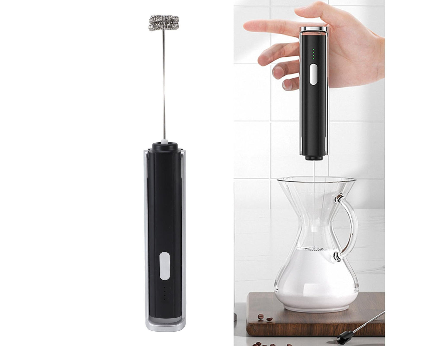 Handheld Milk Frother, Black, Dual Hoop Head, 3 Adjustable Gears, Electric Foam Maker for Coffee V1263-JX-2924