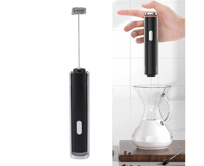 Handheld Milk Frother, Black, Dual Hoop Head, 3 Adjustable Gears, Electric Foam Maker for Coffee V1263-JX-2924
