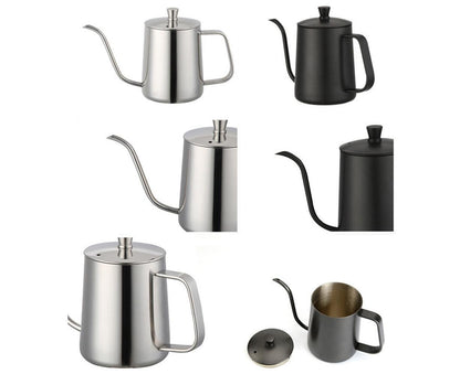 600ml Pour Over Kettle Coffee Maker Stainless Steel Gooseneck Drip Tea Pot Jug-Black 600ML V1263-JX-293