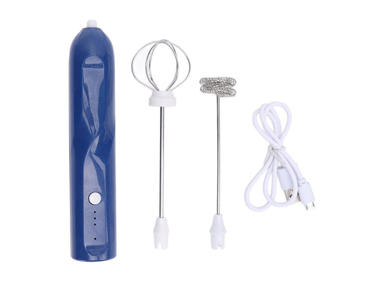 Rechargeable Milk Frother, Handheld Wand with 2 Whisk Attachments, Electric Drink Mixer & Foamer for Coffee & V1263-JX-2931