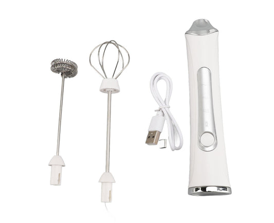 Electric Milk Frother, USB Rechargeable, 3 Speeds, Stainless Steel, Silent Portable Handheld Foam Maker for V1263-JX-2933