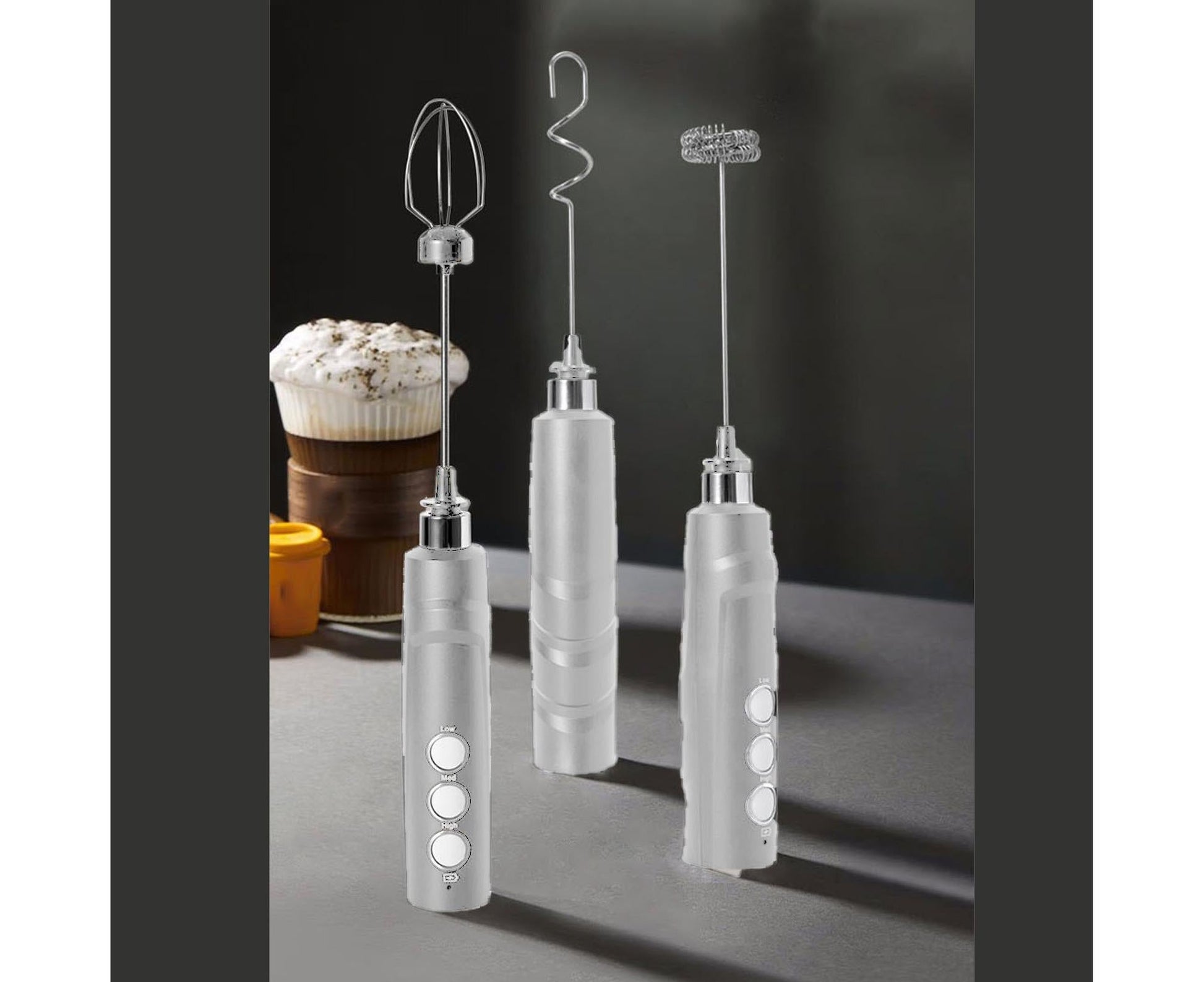 Handheld Milk Frother, Powerful High-Speed USB Rechargeable, Whisk Drink Mixer for Coffee, Matcha & Hot V1263-JX-2934