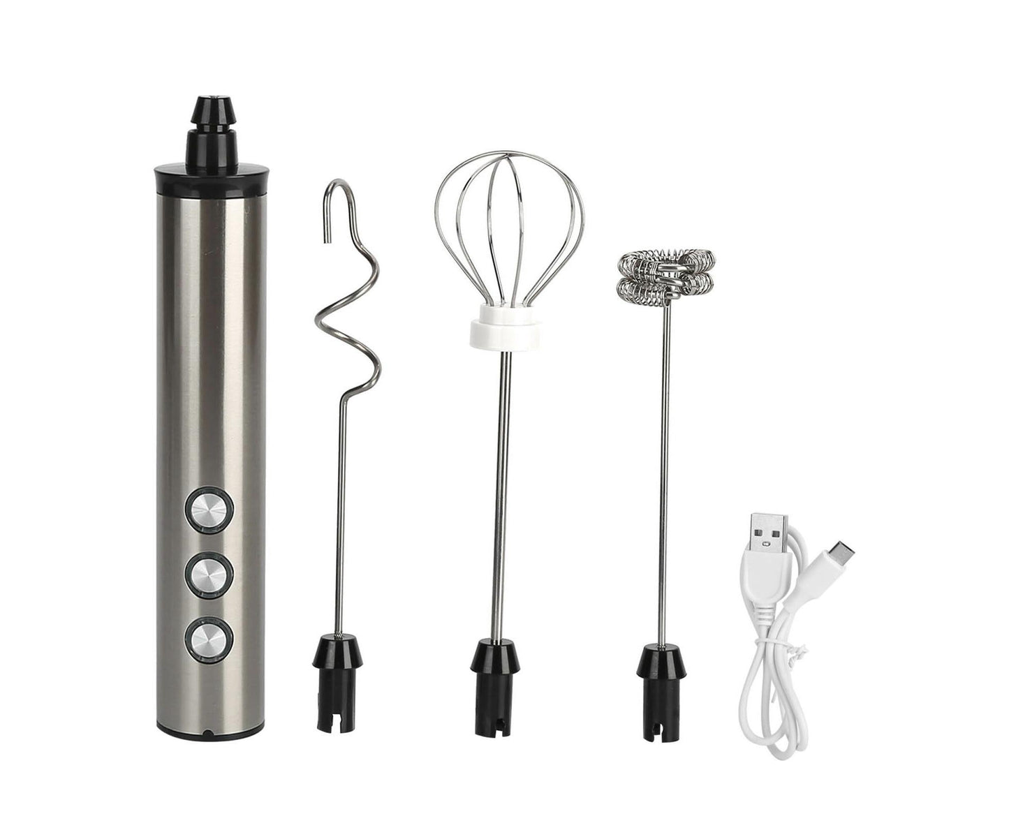 Stainless Steel Milk Frother, USB Charging, Handheld Electric Egg Beater for Home Kitchen V1263-JX-2936