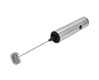 Stainless Steel Electric Milk Frother, Handheld Egg Beater, USB Charging, Mini Mixer V1263-JX-2937