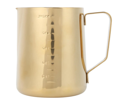Stainless Steel Coffee Milk Frothing Cup Pitcher, Jug with Scale for Home Coffee & Latte Art, Gold, 600ml V1263-JX-2938