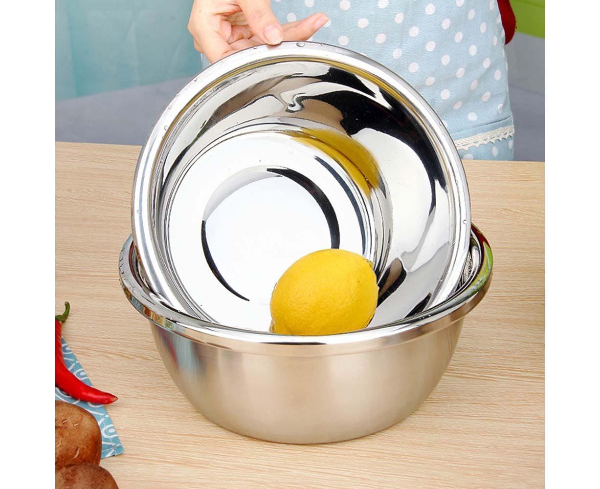 Thickened Stainless Steel Rice Noodles Soup Bowl Vegetables Basin Kitchenware-20cm V1263-JX-295