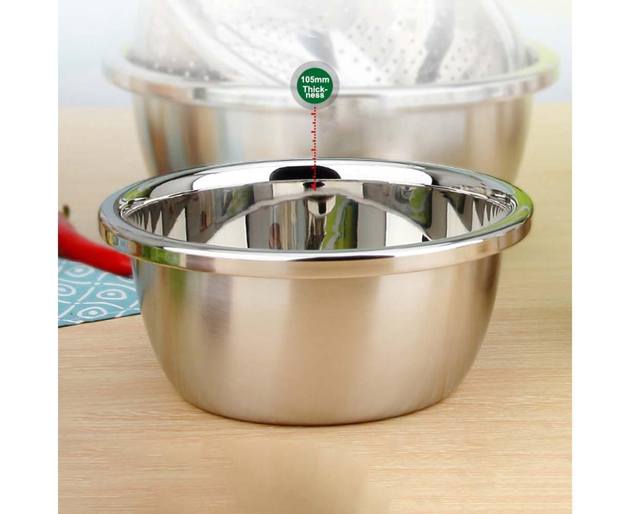 Thickened Stainless Steel Rice Noodles Soup Bowl Vegetables Basin Kitchenware-20cm V1263-JX-295