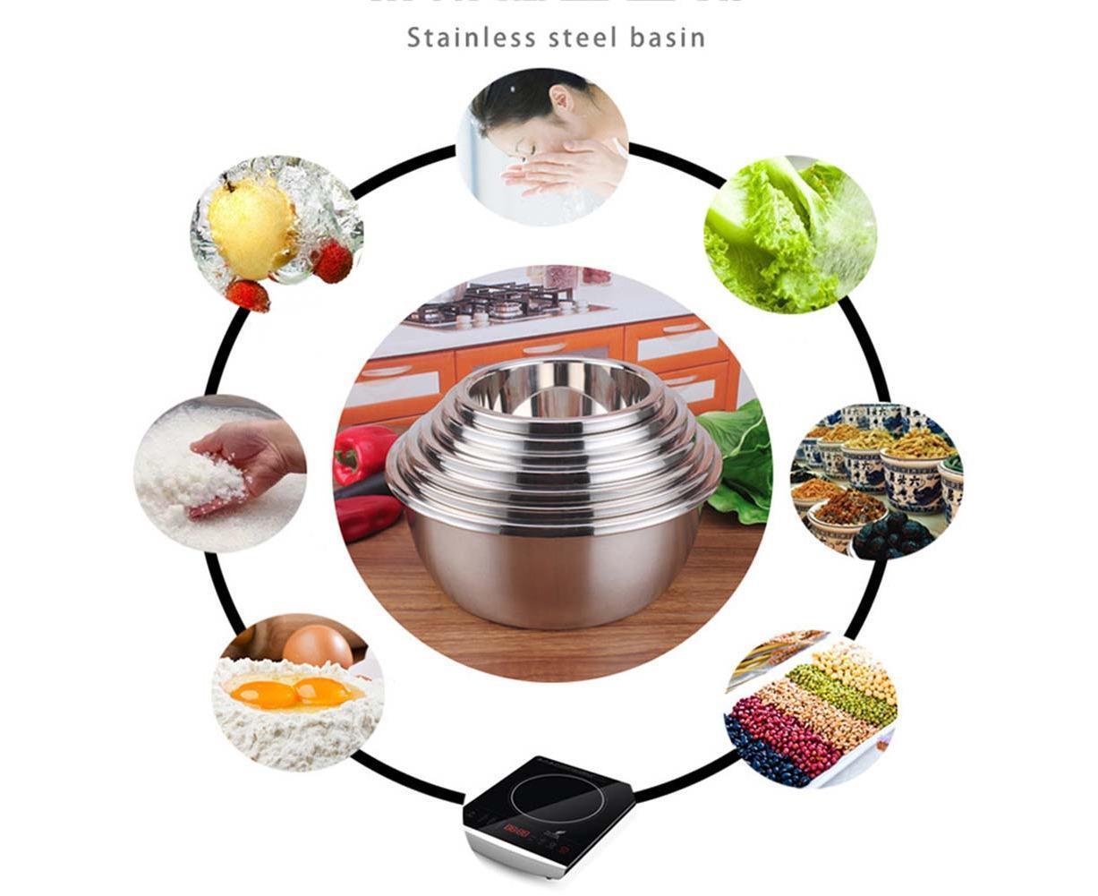 Thickened Stainless Steel Rice Noodles Soup Bowl Vegetables Basin Kitchenware-20cm V1263-JX-295