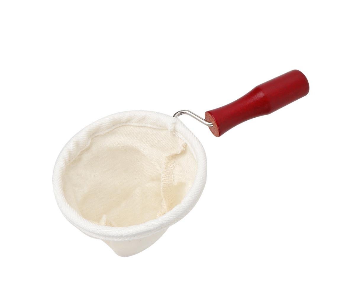 Cotton Flannel Dripper Coffee Maker, Wooden Handle Cloth Coffee Filter Bag, 105mm V1263-JX-2959