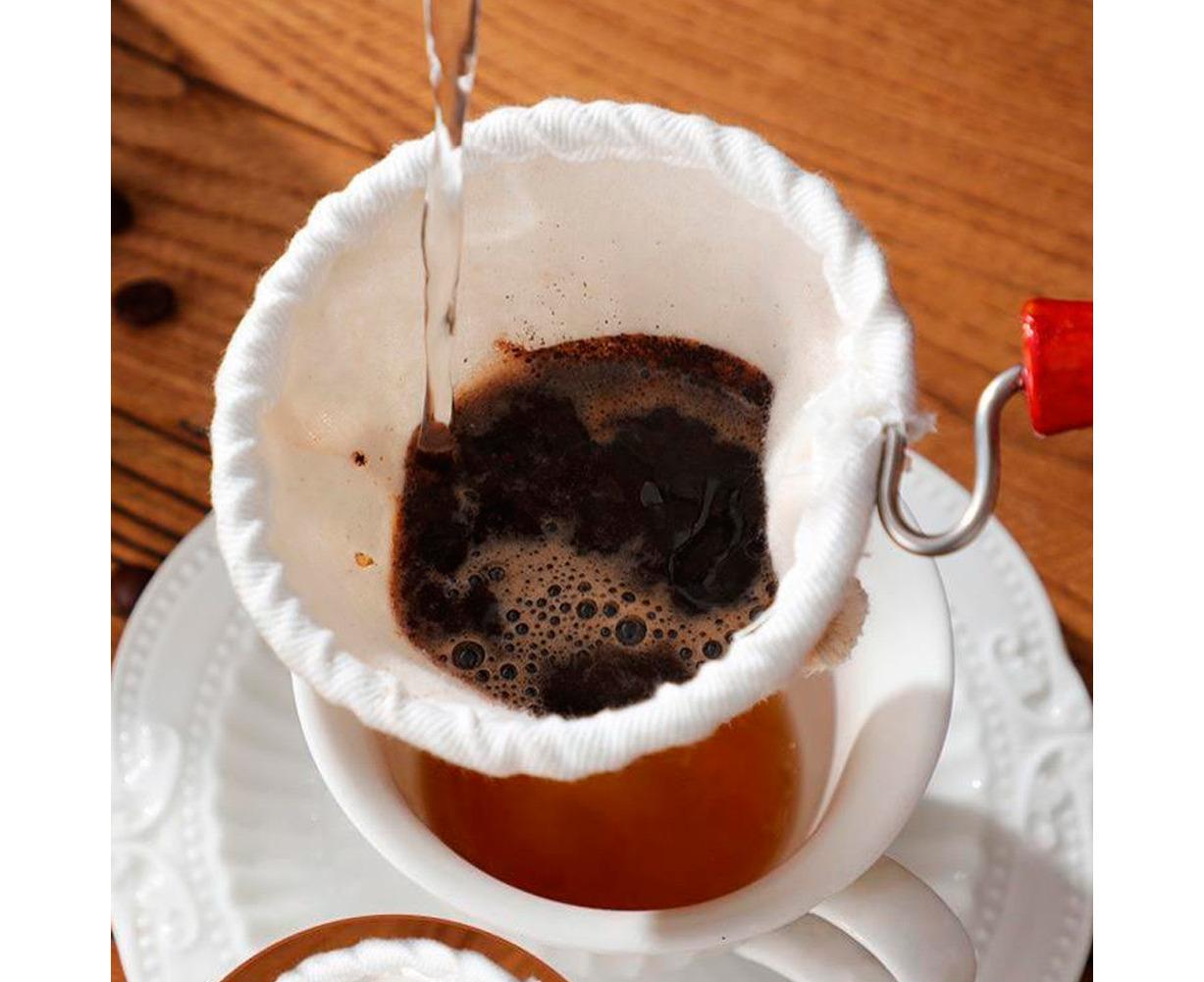 Cotton Flannel Dripper Coffee Maker, Wooden Handle Cloth Coffee Filter Bag, 105mm V1263-JX-2959