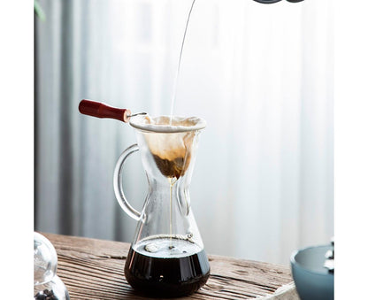 Cotton Flannel Dripper Coffee Maker, Wooden Handle Cloth Coffee Filter Bag, 105mm V1263-JX-2959