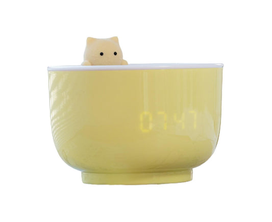 Alarm Clocks USB Powered Cats Teacup ABS LED Night Light Digital Clock for Desk - Yellow V1263-JX-296