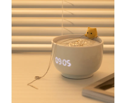 Alarm Clocks USB Powered Cats Teacup ABS LED Night Light Digital Clock for Desk - Yellow V1263-JX-296