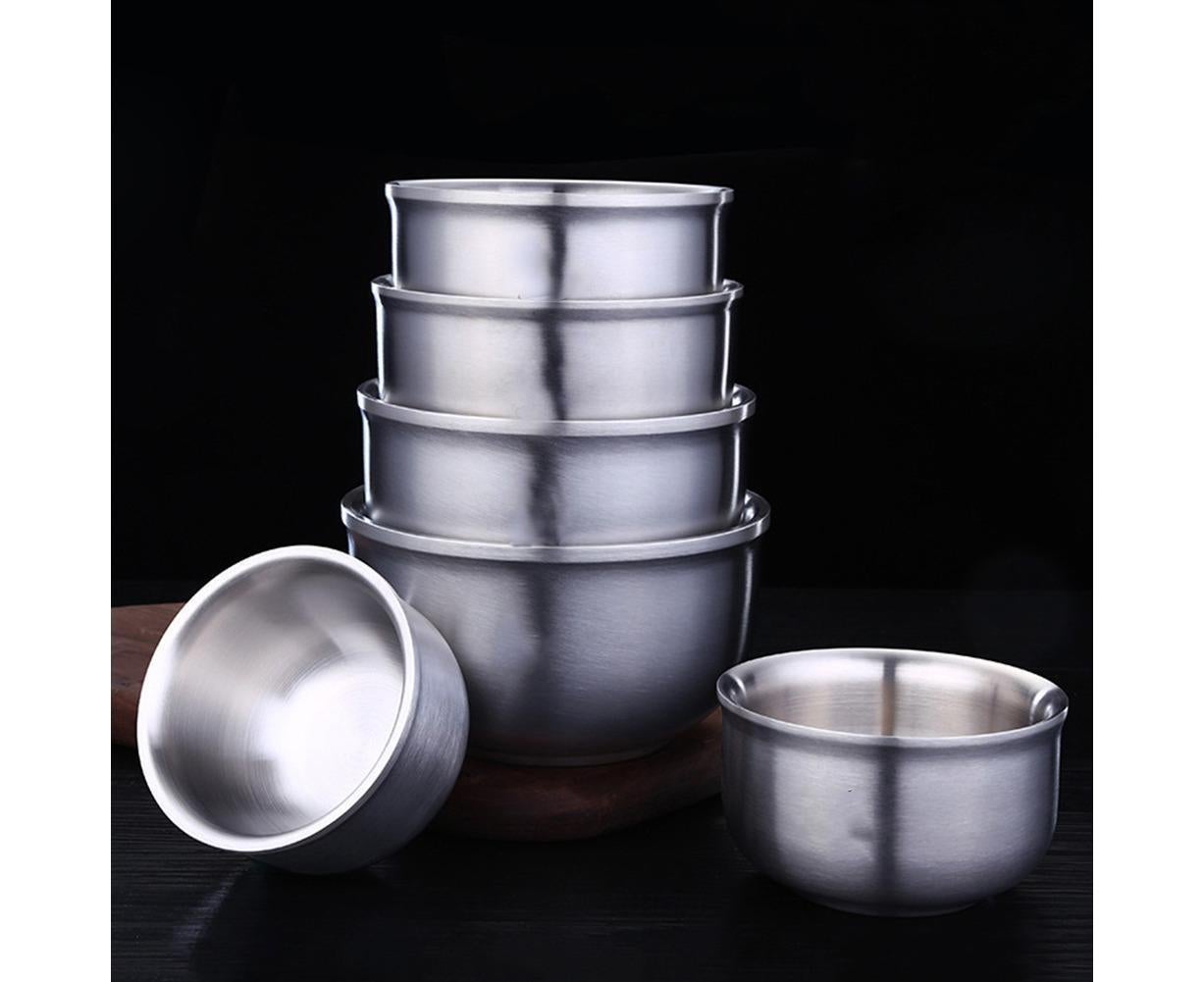 Stainless Steel Double Wall Insulated Round Rice Soup Bowl Kitchen Tableware-12.5cm V1263-JX-297