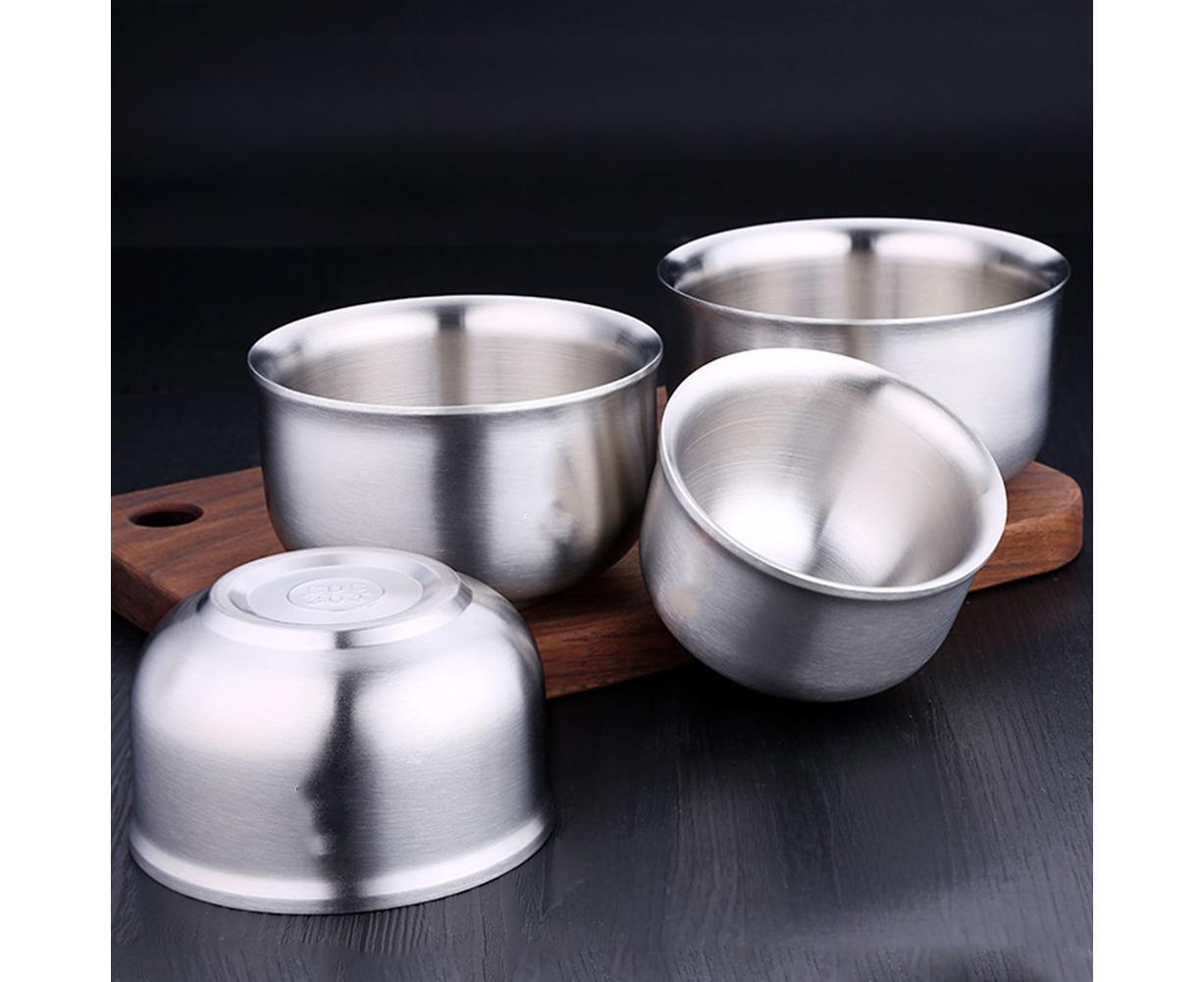 Stainless Steel Double Wall Insulated Round Rice Soup Bowl Kitchen Tableware-12.5cm V1263-JX-297