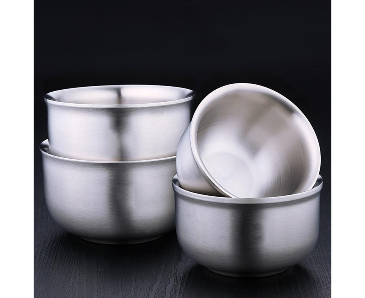 Stainless Steel Double Wall Insulated Round Rice Soup Bowl Kitchen Tableware-12.5cm V1263-JX-297