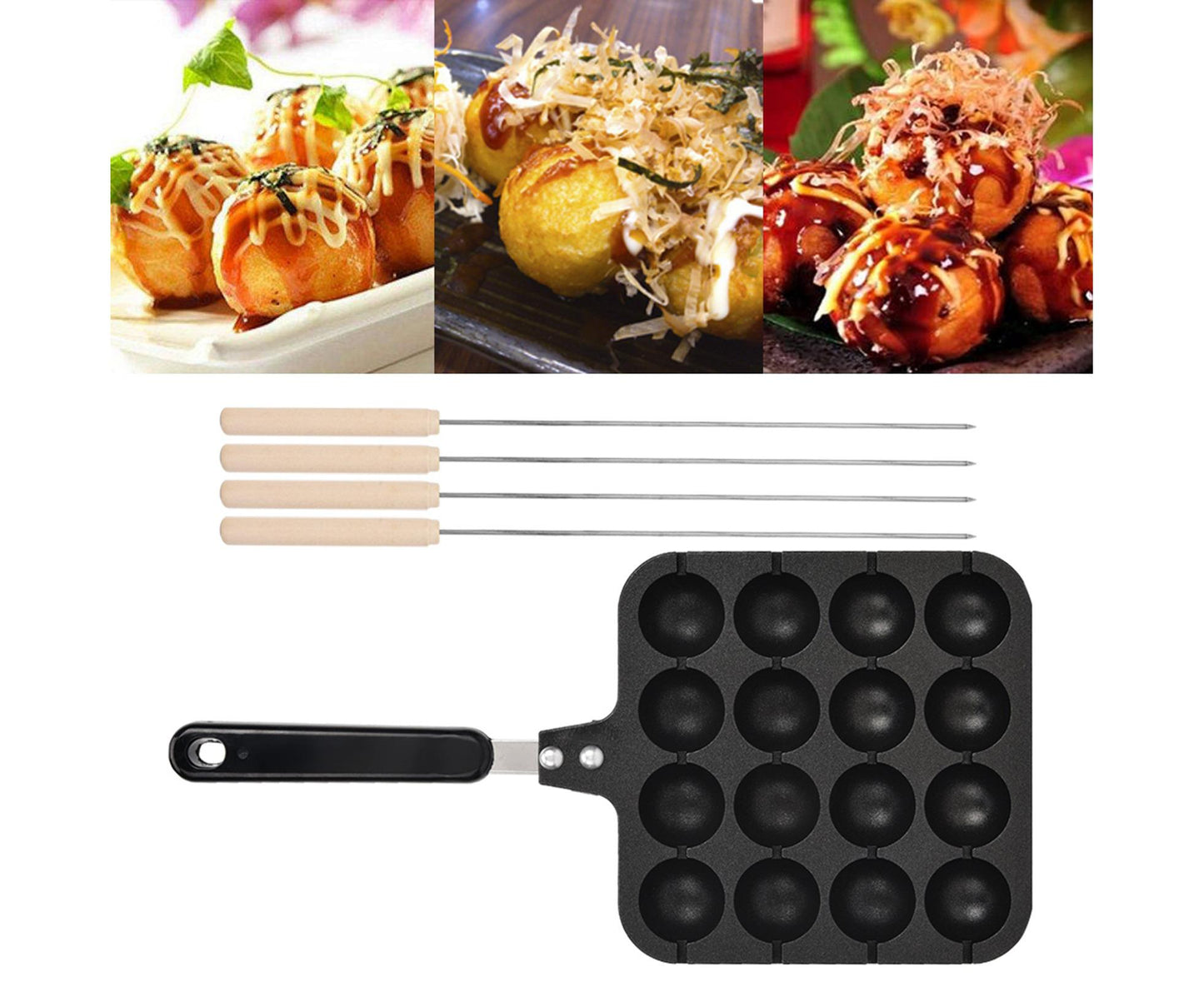 Non-Stick Takoyaki Grill Pan Plate, Cooking Baking Mold Tray V1263-JX-2982