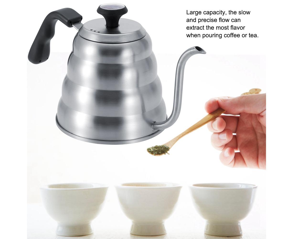Stainless Steel Coffee Tea Pot, Drip Kettle with Gooseneck & Built-in Thermometer, 1.2L V1263-JX-2995