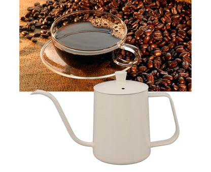 Small Pour Over Coffee Kettle, Stainless Steel, Precisely Controlled Gooseneck Spout, White, 600ml V1263-JX-2997