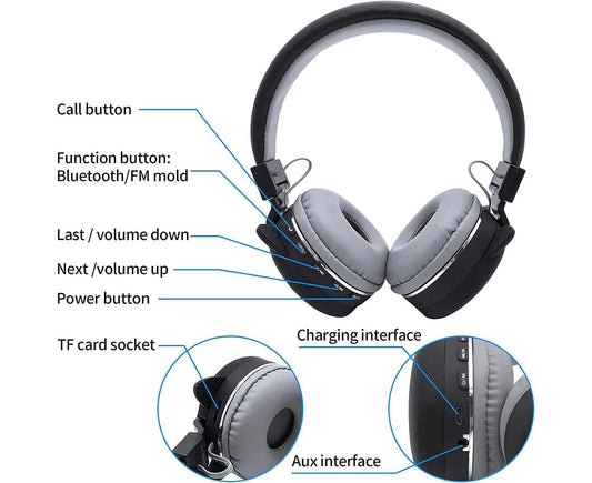 Cartoon Wireless Headphones - Stereo Sound - Cute Black Cat Headphones for babies V1263-JX-30