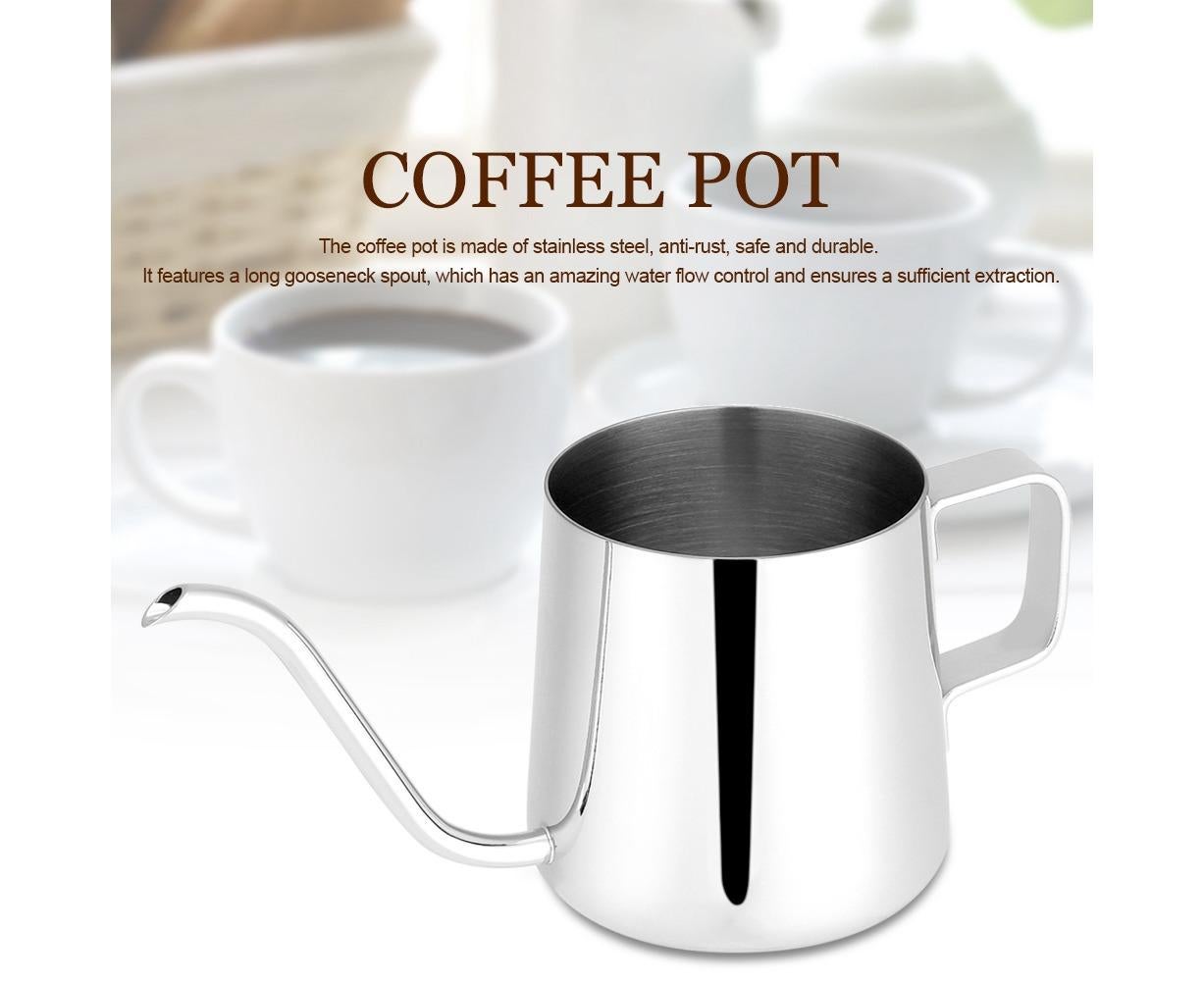 Stainless Steel Drip Coffee Pot, Gooseneck Spout, Tea Tool, Silver, 250ml V1263-JX-3000