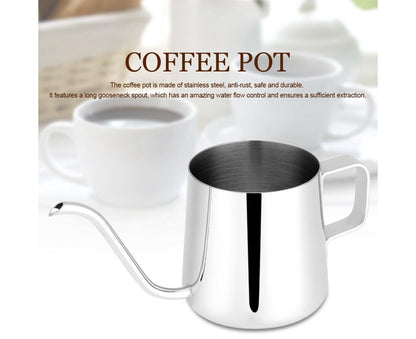 Stainless Steel Drip Coffee Pot, Gooseneck Spout, Tea Tool, Silver, 250ml V1263-JX-3000