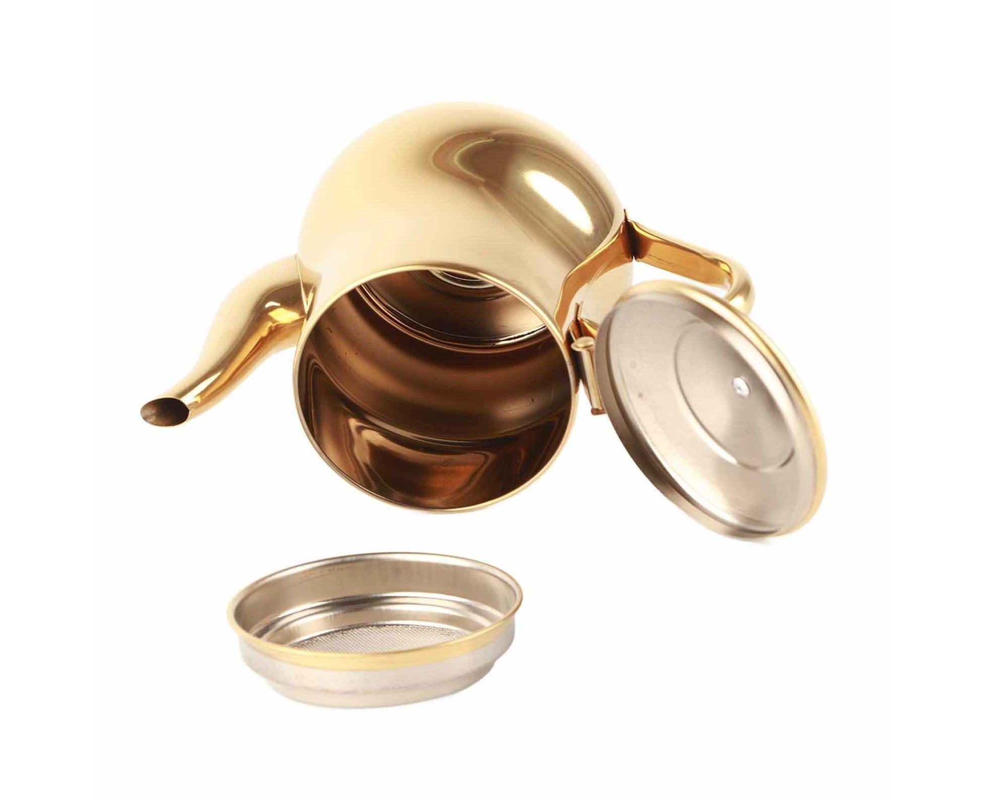 Stainless Steel Tea Pot with Filter, Rust-Proof, Durable Oil Strainer Pot for Hotels & Homes, 500ml, Gold V1263-JX-3003
