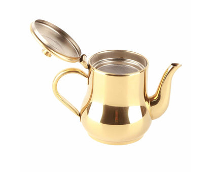 Stainless Steel Tea Pot with Filter, Rust-Proof, Durable Oil Strainer Pot for Hotels & Homes, 500ml, Gold V1263-JX-3003