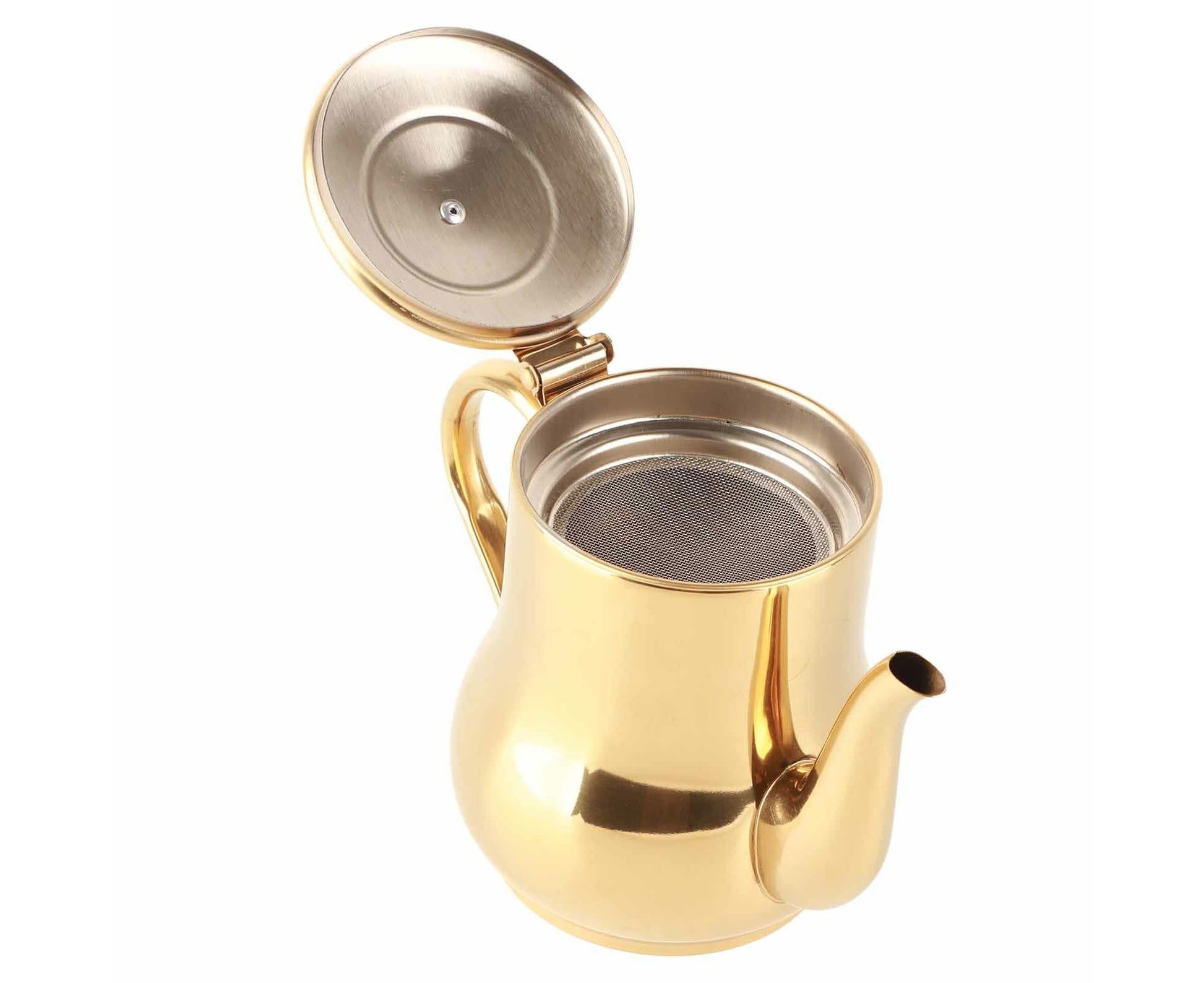 Stainless Steel Tea Pot with Filter, Rust-Proof, Durable Oil Strainer Pot for Hotels & Homes, 500ml, Gold V1263-JX-3003
