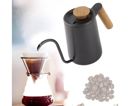 600ml Stainless Steel Drip Coffee Pot, Long Gooseneck Spout Kettle, Black V1263-JX-3005