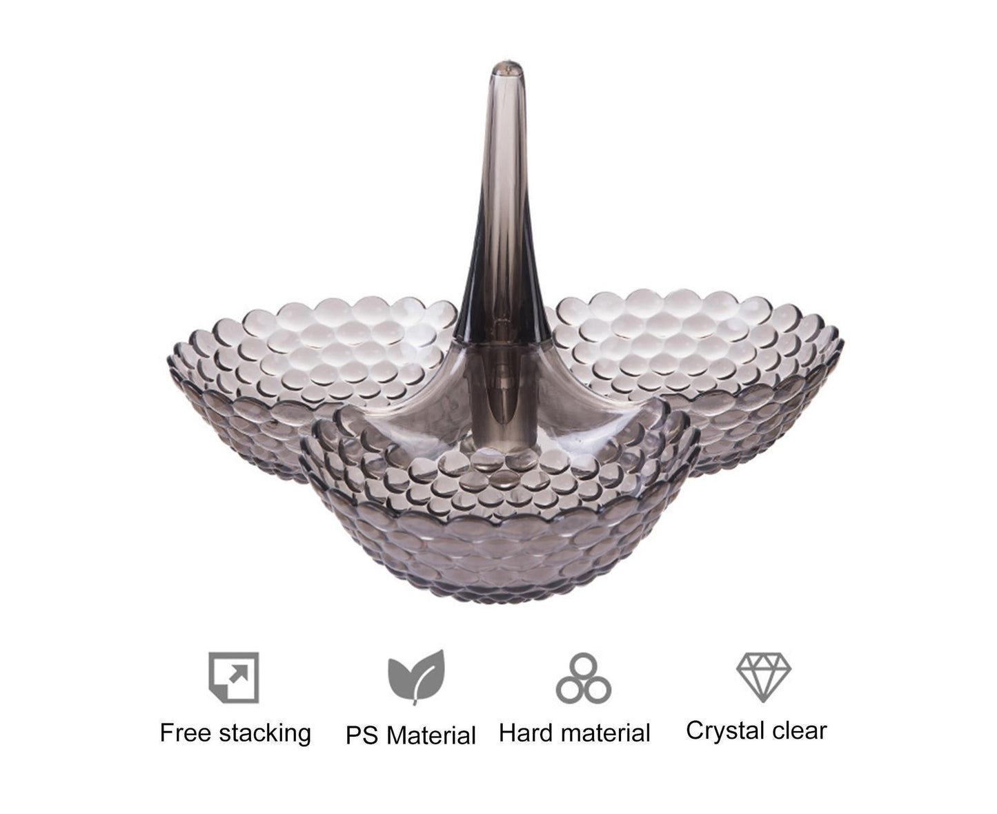 Practical Stable Dessert Plate Multi-use Exquisite Plastic Structure Cake Plate for Home-Black V1263-JX-302