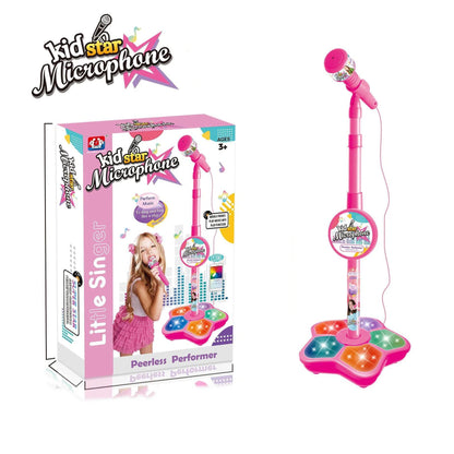 Babies Microphone with Stand, Singing Toys for Girls and Boys with Music and Light, Adjustable Standing V1263-JX-3027