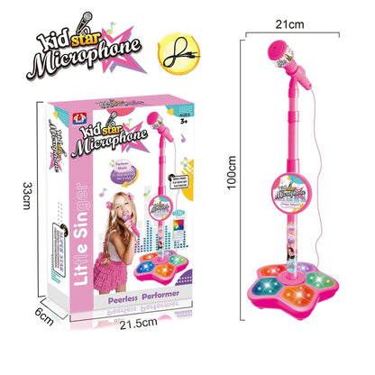 Babies Microphone with Stand, Singing Toys for Girls and Boys with Music and Light, Adjustable Standing V1263-JX-3027