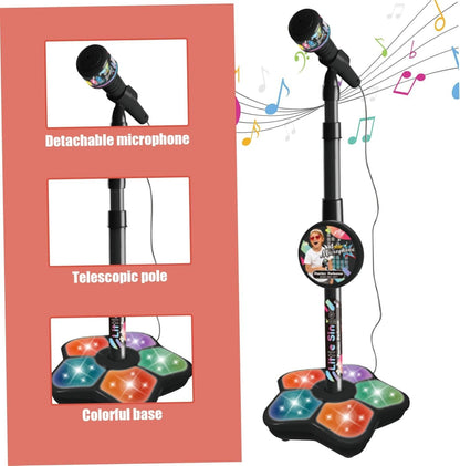 Babies Microphone with Stand, Singing Toys for Girls and Boys with Music and Light, Adjustable Standing V1263-JX-3028