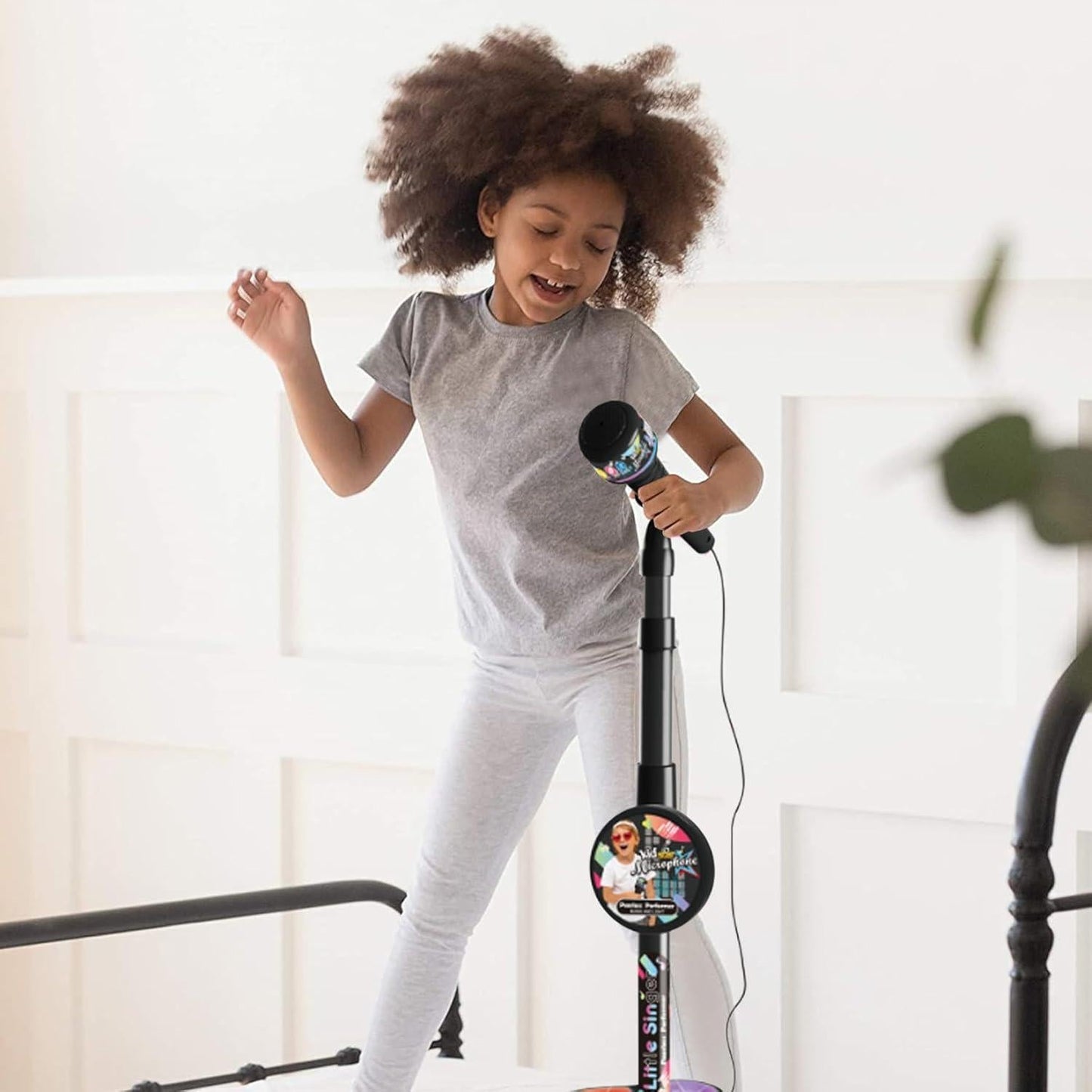Babies Microphone with Stand, Singing Toys for Girls and Boys with Music and Light, Adjustable Standing V1263-JX-3029