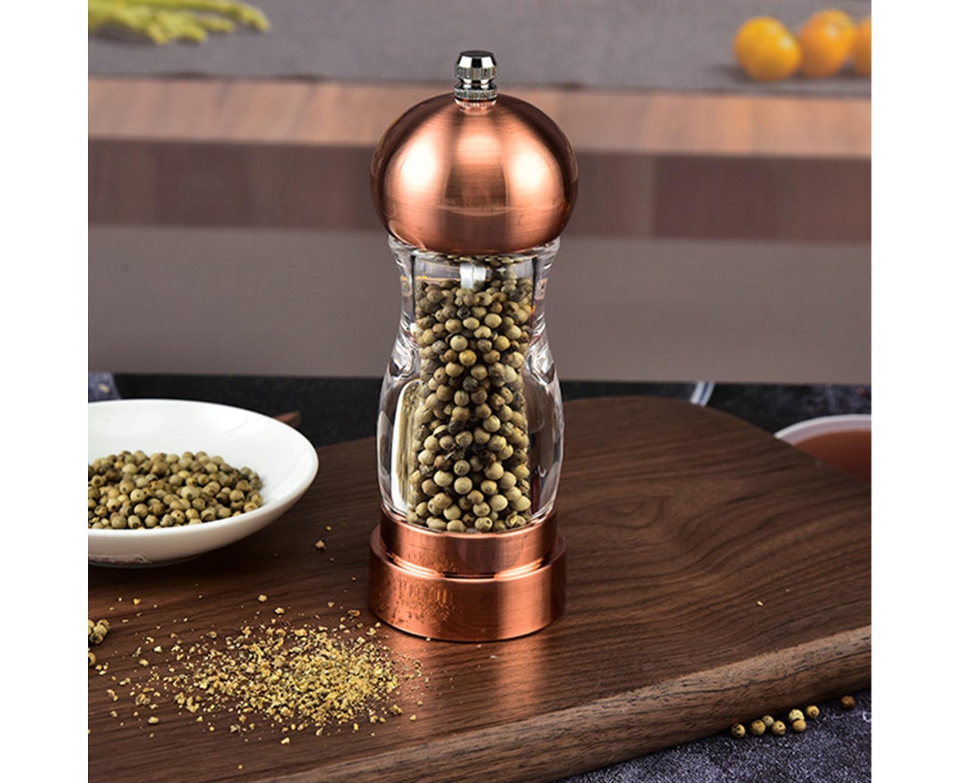 Manual Pepper Mill Multifunctional Acrylic Comfortable Touch Salt Shaker for Kitchen-Golden V1263-JX-303