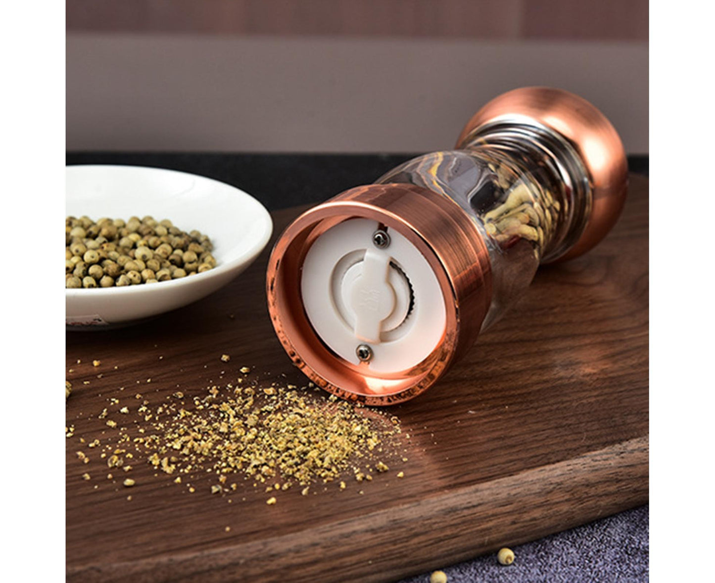 Manual Pepper Mill Multifunctional Acrylic Comfortable Touch Salt Shaker for Kitchen-Golden V1263-JX-303