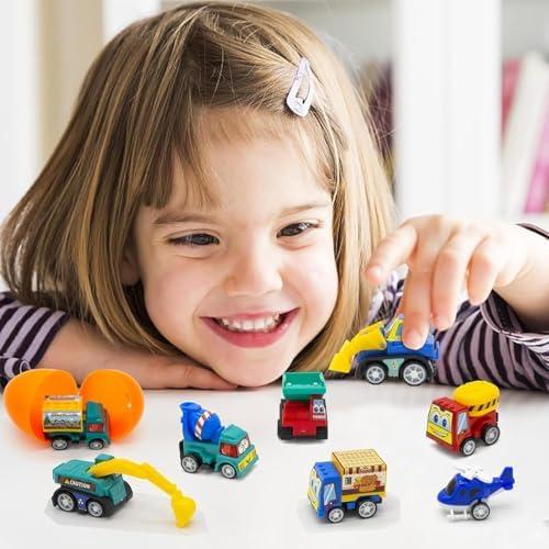12Pcs Easter Eggs with Mini Pull-Back Cars, Stuffed Easter Eggs, for Boys and Girls V1263-JX-3032